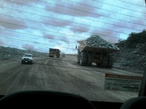 Driving from the Tarkwa Goldfields briefing room to the mining concession