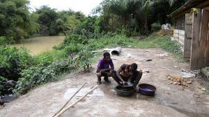 Small Scale Miners working close to the polluted Ankobra River